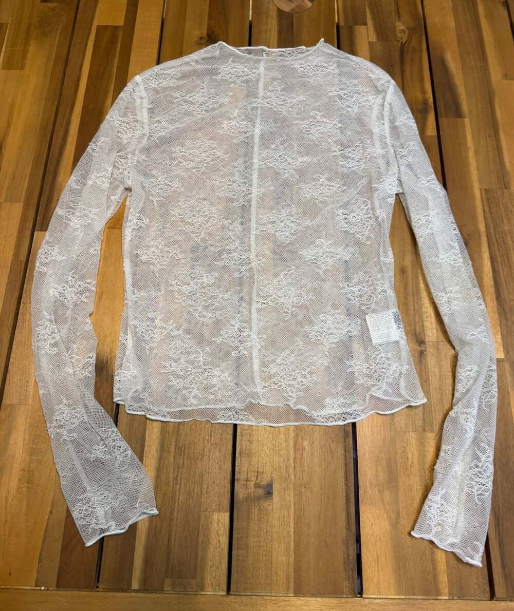 Shein Lace Long Sleeve Top US 6 White Mesh